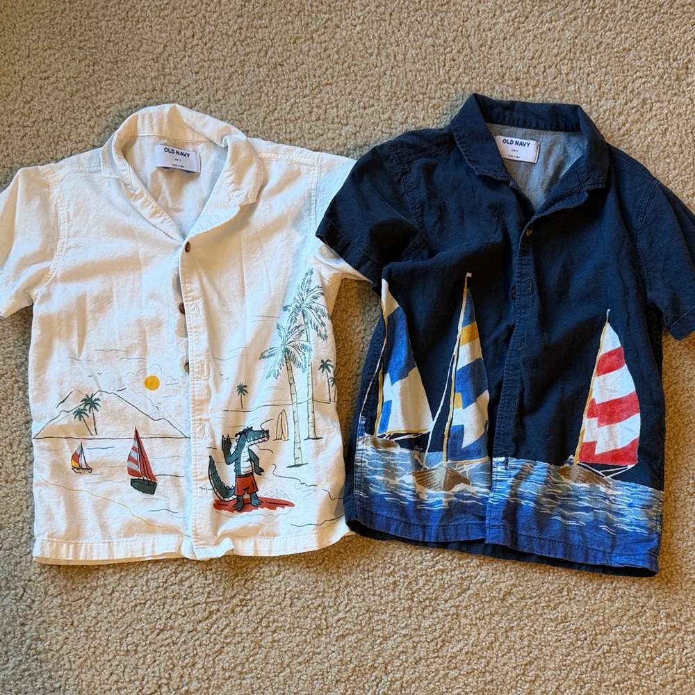 Old Navy Kids' Nautical and Beach Print Shirts - White and Navy